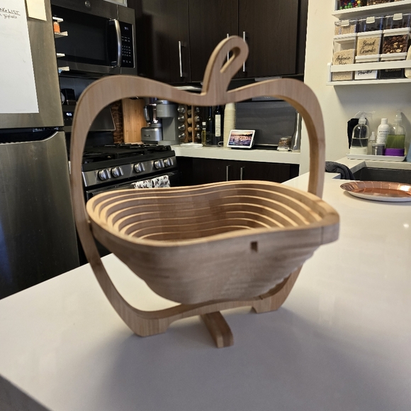 Folding Wooden Fruit Basket new - Picture 3 of 3